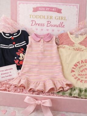 Toddler Girl Dress Bundle 2T–4T 💕 3 Piece Outfit Set Minnie Floral Vintage